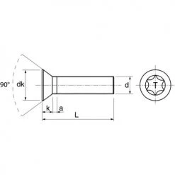 Vis à métaux Acton tête fraisée Torx A2 ISO 14581 -Visserie Soldes Magasin AFD 101108