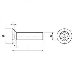 Vis à métaux Acton tête bombée Torx avec téton central A2 DIN 7991 -Visserie Soldes Magasin AFD 104424
