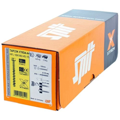 Boîte de 50 vis béton Spit Tapcon à tête hexagonale inox A4 5 Boîte de 50 vis béton Spit Tapcon à tête hexagonale inox A4 – Image 3