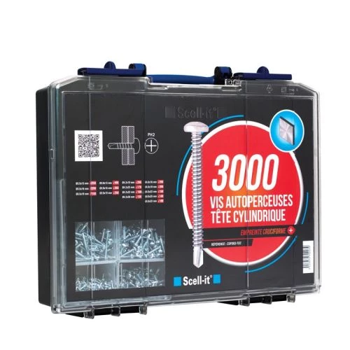 Coffret 3000 vis autoperceuses Scell-it à tête cylindrique - COF003-TCC 3 Coffret 3000 vis autoperceuses Scell-it à tête cylindrique - COF003-TCC