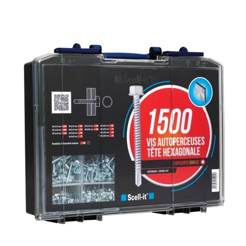 Coffret 1500 vis autoperceuses et rondelles Scell-it tête hexagonale - COF005-THT 3 Coffret 1500 vis autoperceuses et rondelles Scell-it tête hexagonale - COF005-THT