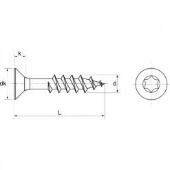 Vis à bois Acton tête fraisée Torx A4 -Visserie Soldes Magasin AFD 97937