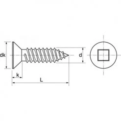 Vis à tôle Acton tête fraisée carrée A2 DIN 7982 -Visserie Soldes Magasin AFD 98776