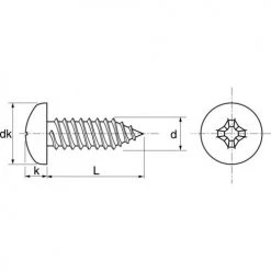 Vis à tôle Acton tête cylindrique bombée large Phillips inox A2 DIN 7981 -Visserie Soldes Magasin AFD 98849