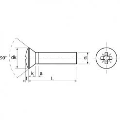 Vis à métaux Acton tête fraisée bombée Pozidriv inox A2 DIN 966 -Visserie Soldes Magasin AFD 98858