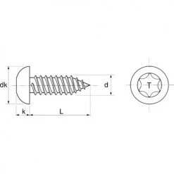 Vis à tôle Acton tête cylindrique bombée Torx A4 DIN 7981 -Visserie Soldes Magasin AFD 99001