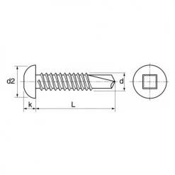 Vis autoperceuse Acton tête cylindrique bombée carrée A2 DIN 7504 M -Visserie Soldes Magasin AFD 99016