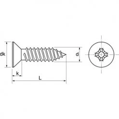 Vis à tôle Acton tête fraisée Phillips inox A2 DIN 7982 -Visserie Soldes Magasin AFD 99537
